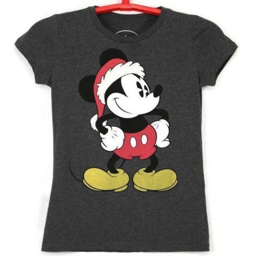 Disney Mickey Mouse Christmas Santa T-Shirt Shirt Gray XL‎